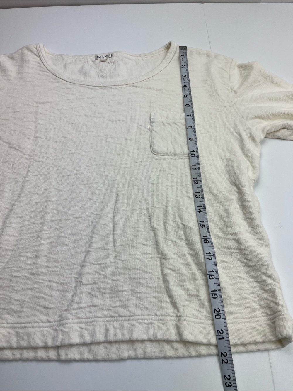 Alex Mill 100% Cotton Cream Long Sleeve Top Pocket Womens Size Large Minimalist - Picture 7 of 10